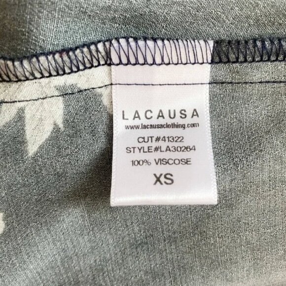 LACAUSA NAVY FLORAL WRAP MIDI DRESS - XS - Picture 7 of 8